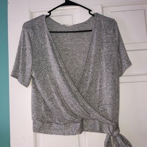 Grey wrap top